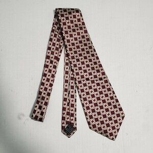 V2 by Versace  Silk Tie Geometric Design  Red Gray Very Good Pre-owned Condition